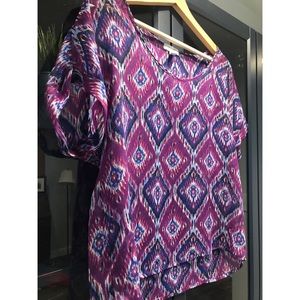 Purple sheer blouse with wide neck